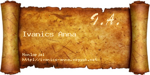 Ivanics Anna névjegykártya